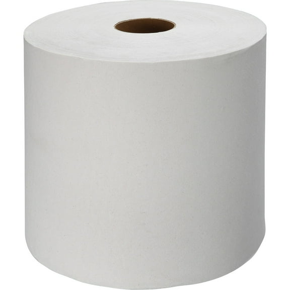 Genuine Joe Hardwound Roll Paper Towels 7.88" x 1000 ft - White - Absorbent, Embossed, Designed - for Restroom - 6 / Carton