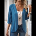 thumbnail image 4 of Cárdigan para Mujer, Cuartos, Color Liso, Informal, Chaqueta Corta, 2025 Azul M, 4 of 10