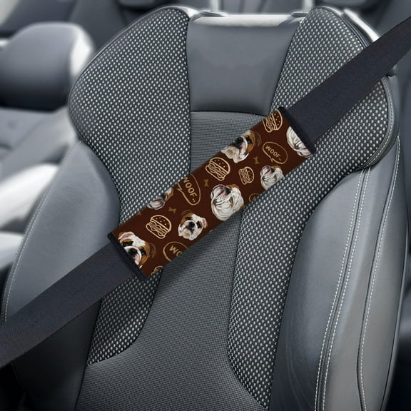 WIRESTER 8" x 15" (21 x 29cm) Neoprene Washable Soft Comfort Car Seat Belt Pad Cover Protect Your Neck & Shoulder, English Bulldog Face Pattern