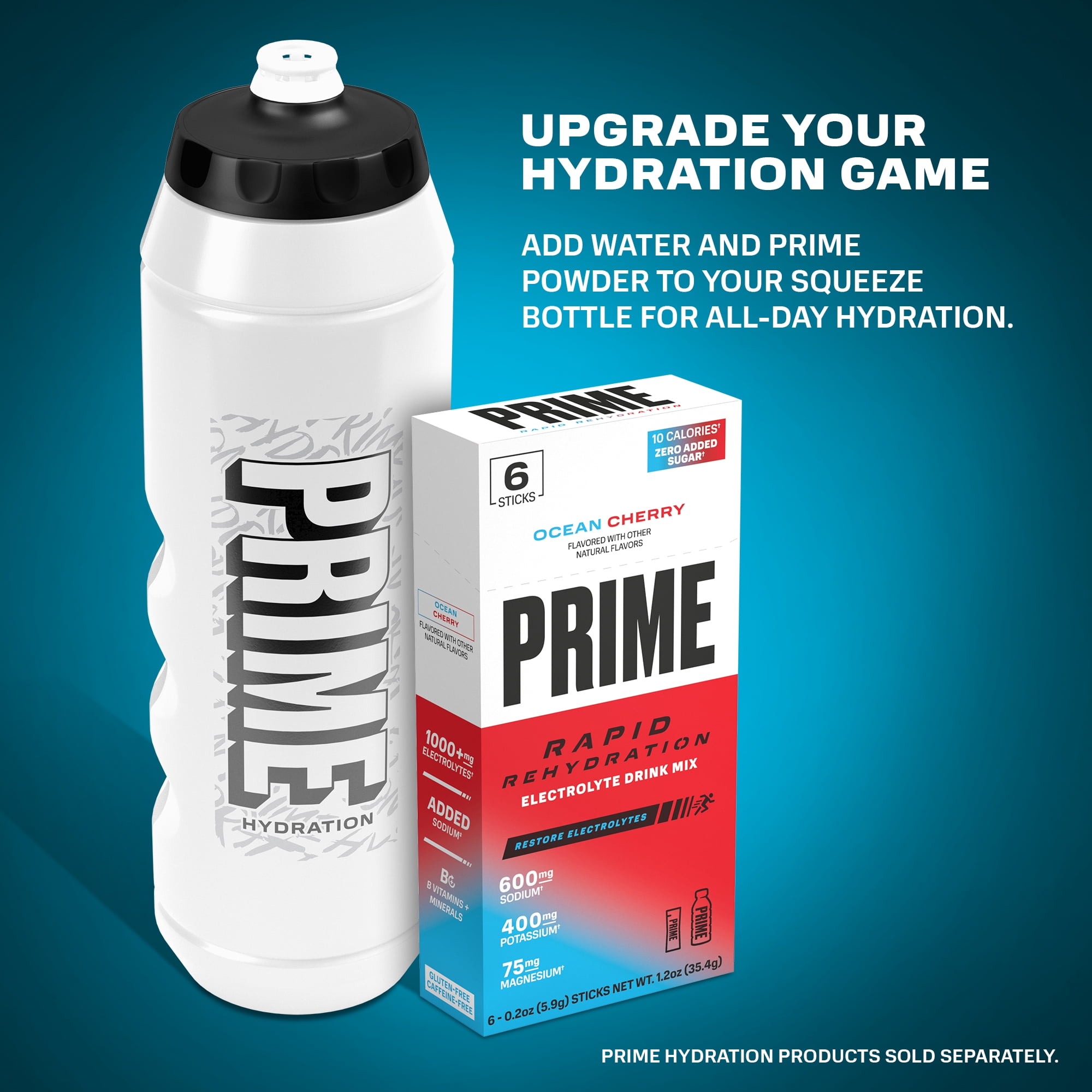 Prime Hydration, Squeeze Sports Water Bottle, White Graffiti, 32 fl oz