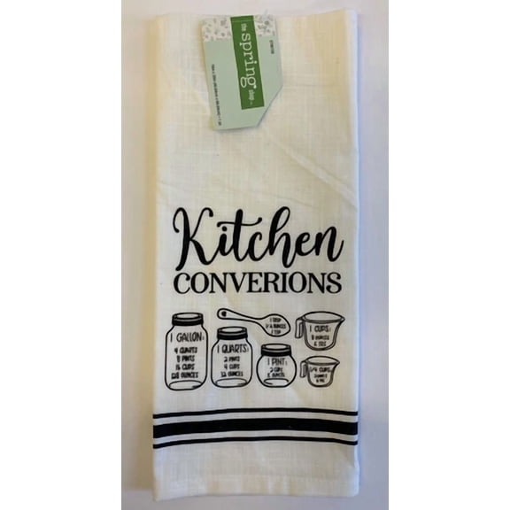 Kitchen Conversions Tea Towel 16" X 26" Black And White 100% Cotton