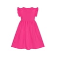 thumbnail image 3 of Girls Dress Deep Pink Casual Cotton Flying Sleeve Balloon 3 Years, 3 of 5