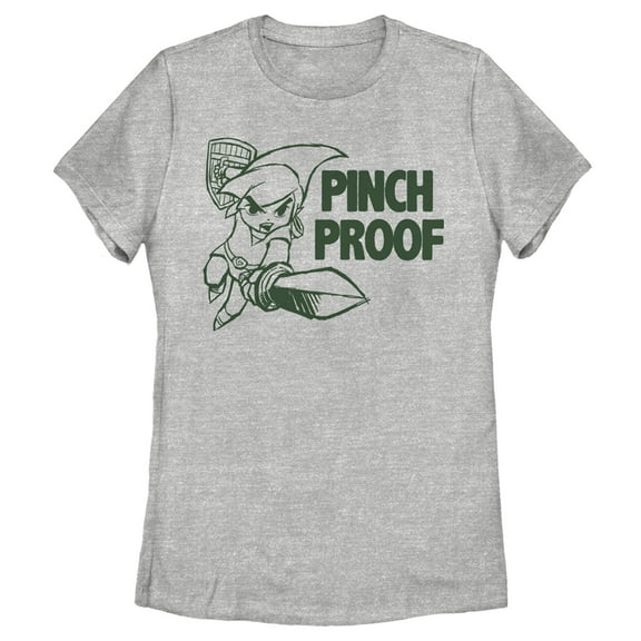 Women's Nintendo Legend of Zelda St. Patrick's Day Link Pinch Proof Graphic Tee Athletic Heather Large