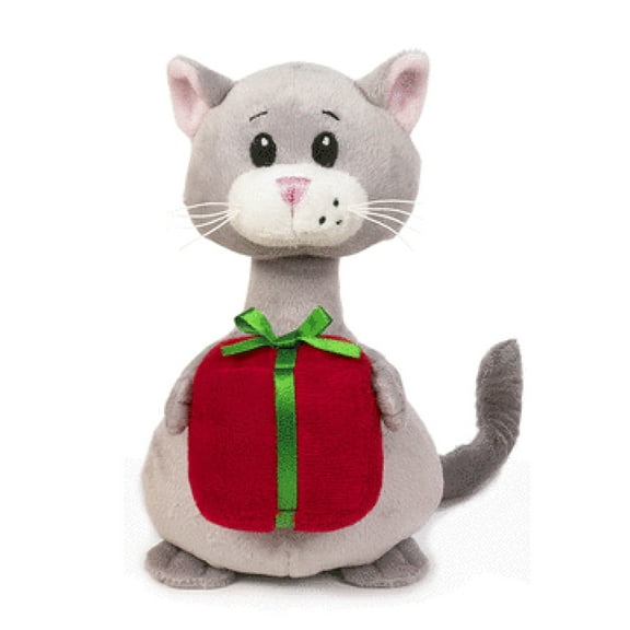 Christmas Cat Plush Toy: Holding Red Gift - By Ganz