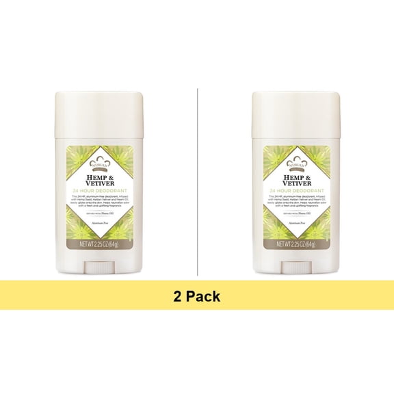 Indian Hemp & Haitian Vetiver 24 Hour Deodorant by Nubian Heritage Unisex - 2.25 oz Stick - 2 Pack
