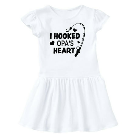 

Inktastic I Hooked Opa s Heart with Fishing Rod Gift Toddler Girl Dress