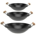 thumbnail image 4 of Masteelf Black Metal Cooking Pot Set with Wooden Handles, Thickened Dry Pots for Home Kitchen Use, 3 Pieces, 4 of 8
