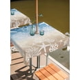 thumbnail image 2 of Outdoor Tablecloth with Umbrella Hole for Patio/Picnic/Party/Camping, Blue Brown Ombre Coastal Waterproof Table Cloth Square Cover Washable, Sea Nautical Summer Beach Starfish Coral (60"x 60"), 2 of 8