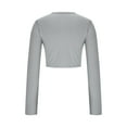 thumbnail image 5 of ShiShine Women's Long Sleeve Crop Tops Crewneck Cute Sexy Slim fit Solid Color T Shirts, 5 of 6