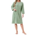 thumbnail image 1 of INSPIRE CHIC Vestido de Noche de Franela para Mujeres, Sleepdress de Forro de Felpa, Cuello Redondo, Pullover, Ropa de Casa de Invierno con Bolsillo, Talla M, Verde Claro, 1 of 6