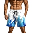 thumbnail image 2 of Menshorts Mens Shorts Casual Men's Casual Homewear Flame Printing Funny Printed Trousers Beach Sports Shorts Fast-Drying Trousers Sky Blue XL, 2 of 9