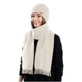 thumbnail image 4 of Weiqiqre Winter Clothes for Women, Soft Warm Earmuffs Knitted Hat Wool Cap Hat Scarf Two-piece Set Beige, 4 of 5