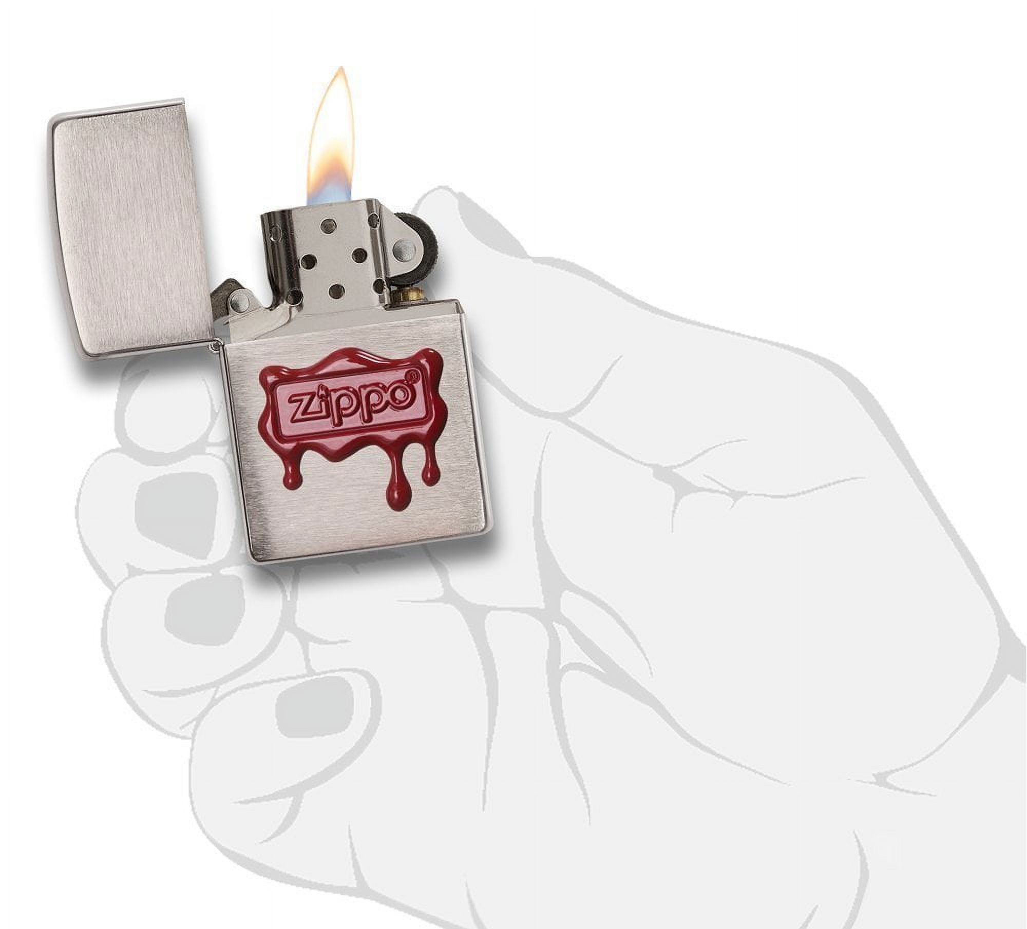 29492 200 Zippo Red Wax Seal Brushed Chrome Pocket Lighter