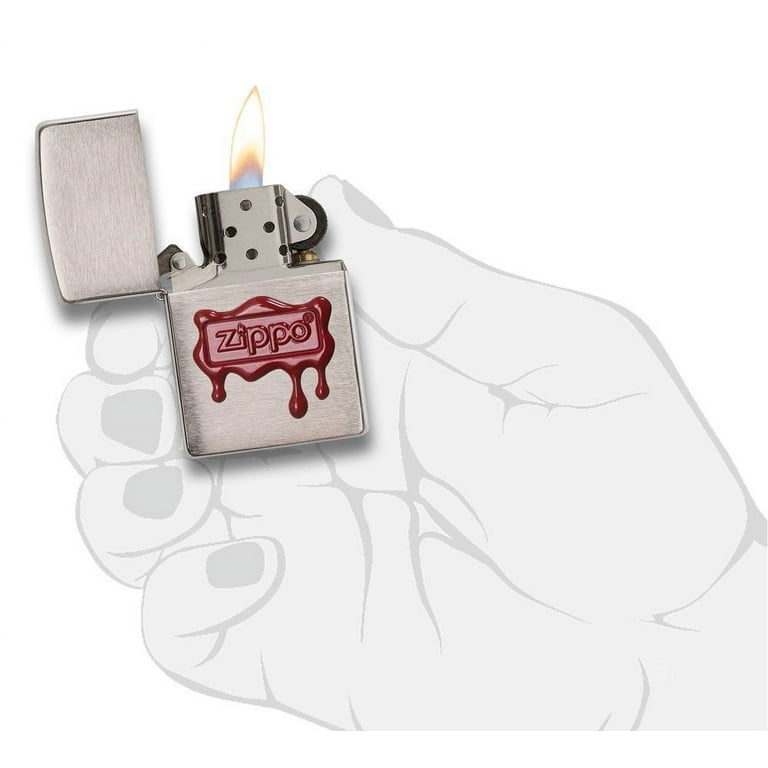 29492 200 Zippo Red Wax Seal Brushed Chrome Pocket Lighter