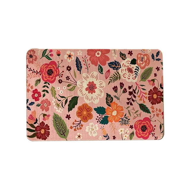 Retro Floral Floormat Classic Floral Design for Kitchen and Living Room Daily Use