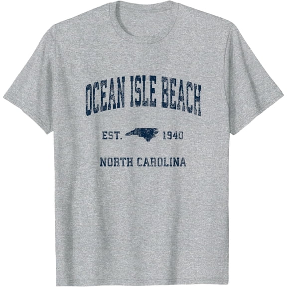 Ocean Isle Beach North Carolina Nc Vintage Athletic Navy Spo T Shirt