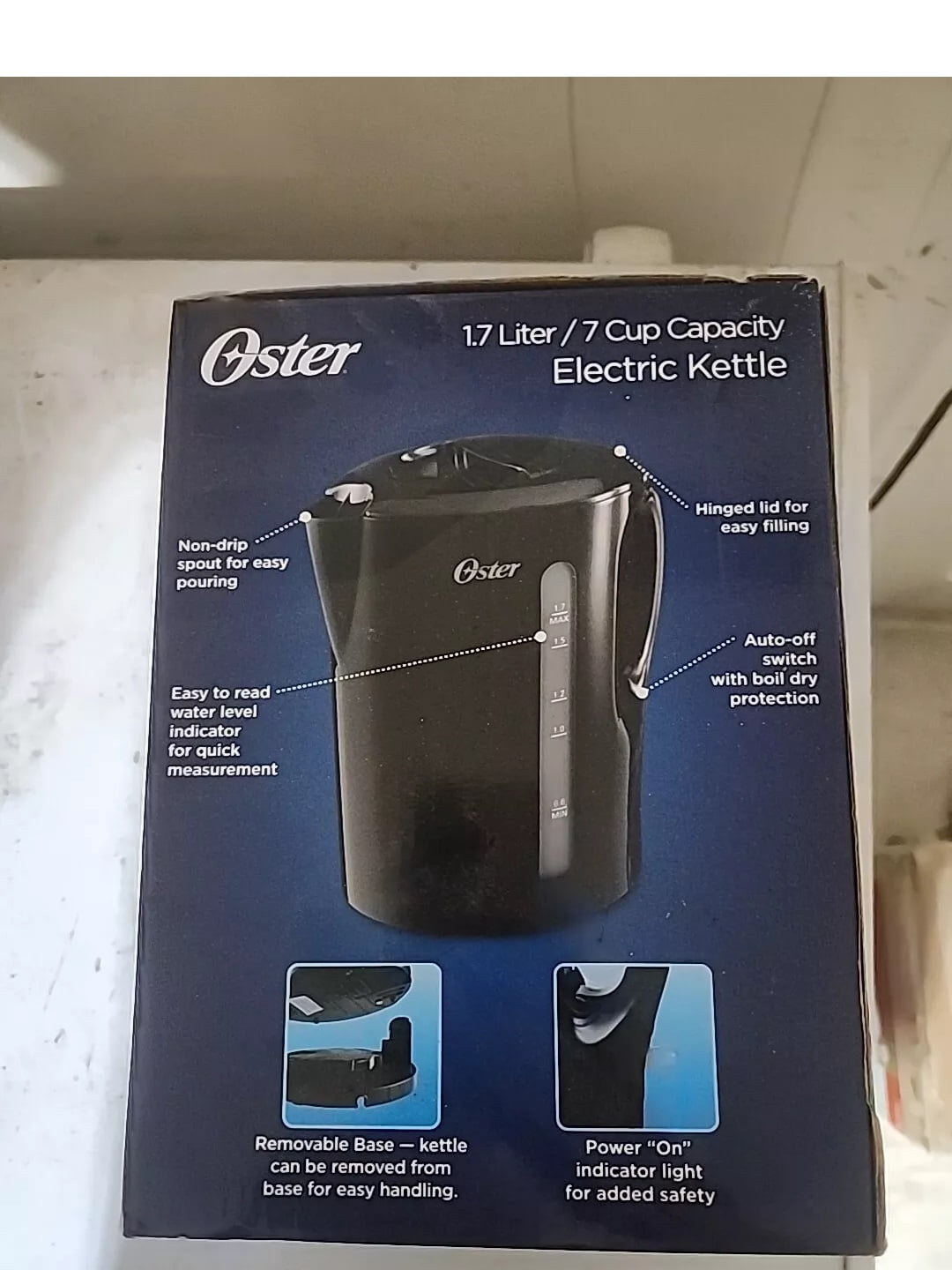 Oster BVST-EK18B Electric Kettle, 1.7-Liter, Black (Without Box)