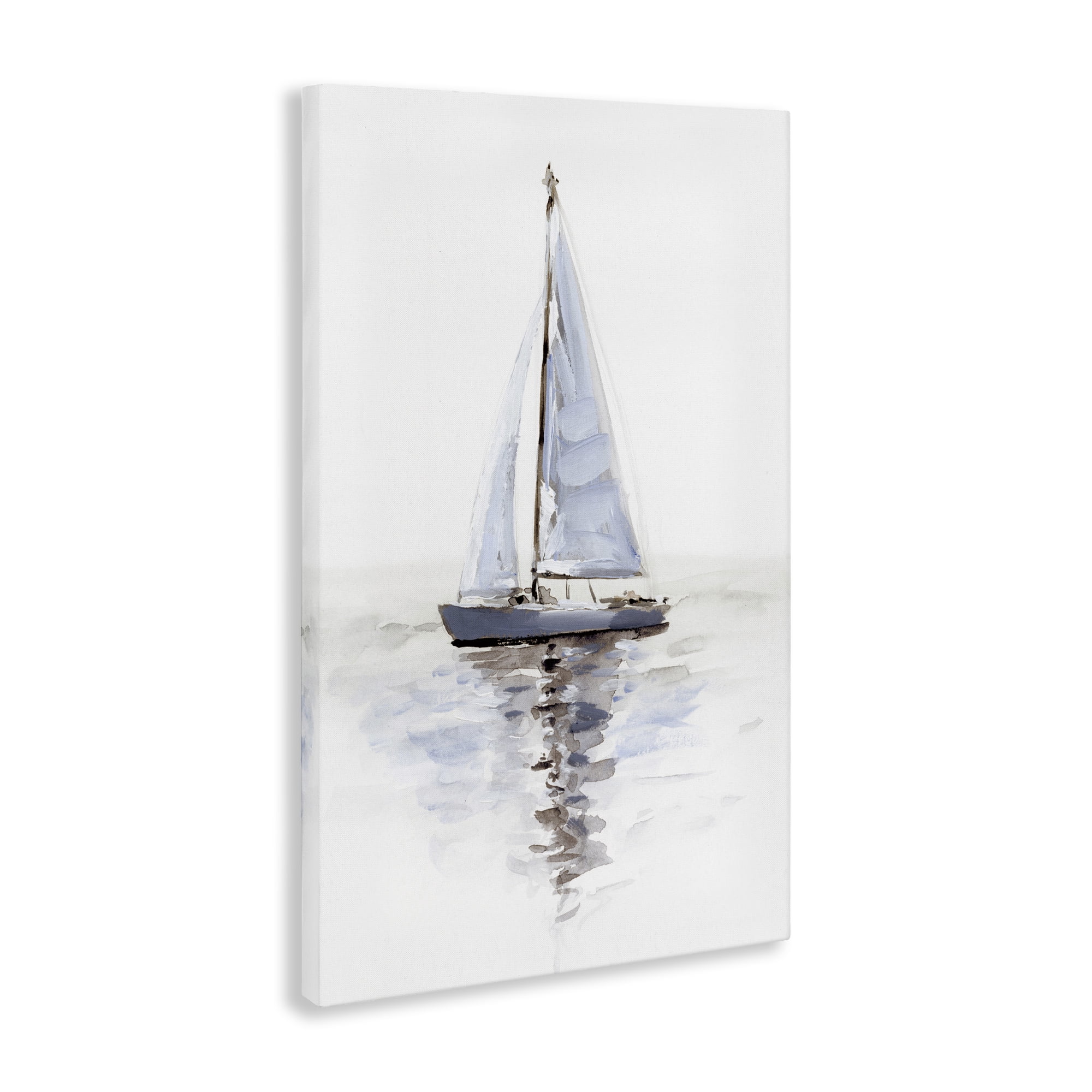 Stupell Industries Minimal Sailboat Reflection Transportation Painting Gallery Wrapped Canvas Art Print Wall Art, 20 x 30