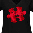 thumbnail image 4 of Inktastic Autism Awareness Be Kind Red Puzzle Piece Women's Plus Size V-Neck T-Shirt, 4 of 5