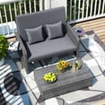thumbnail image 4 of Gymax Patio Daybed Set Rattan Loveseat Sofa Set w/ Adjustable Backrest Gray Cushions, 4 of 10