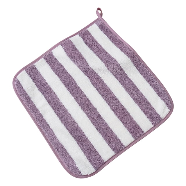 Dish Cloths Microfiber Stripe Dish Towels for Kitchen Super Absorbent Tea Hand Towels Soft Reusable Dish Rags for Cleaning Drying Washing Dishes 1 Pack 12x12 Inch Purple