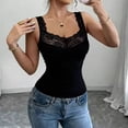 thumbnail image 2 of JGGSPWM Lace Camisole Tank Tops for Women Fashion V Neck Wide Strap Soft Ribbed Lace Trim Cami Black XL, 2 of 5