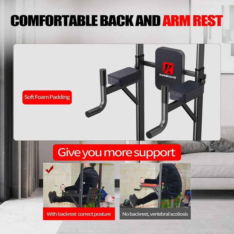 K KINGKANG Power Tower Dip Station Workout equipment Pull up Bar for Home Gym Adjustable Height Strength Training Fitness Excercise Equipment 660LB