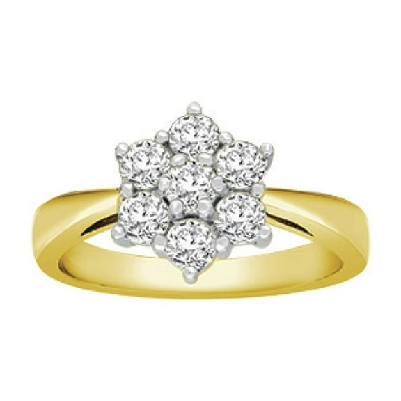 18ct Gold Jewelco London 1ct Diamond 7 Stone Flower Cluster Ring 11mm