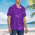 thumbnail image 5 of Xecao Purple Glitter print Hawaiian shirt - a stylish short-sleeve button-down for men, perfect for casual beach and tropical outings., 5 of 9