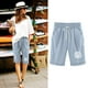 thumbnail image 2 of Mujeres Pantalones Cortos Casual, Cintura Elástica Día de la Independencia de la Impresión Pantalones Cortos con Cordón con Bolsillos para Verano Primavera de Uso Diario, Pantalones Cortos de Verano P, 2 of 4