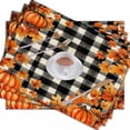 thumbnail image 6 of Black and White Checkered Pumpkin Maple Leaves Kitchen Placemats 18"X12" Thanksgiving Vintage Table Mats Set of 4 Easy to Care for Dining Kitchen Restaurant Table, 6 of 6
