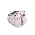 thumbnail image 2 of PAMTIER Men's Stainless Steel Retro Personality Punk Cut Out Cross Crucifix Biker Ring Hip Hop Cool Honeycomb Pattern Silver Size 11, 2 of 5