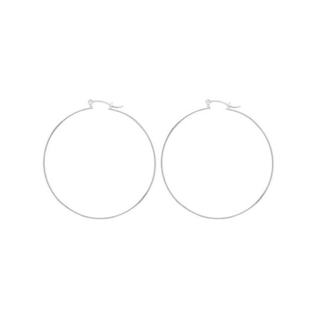 Silver Plated Large Jumbo Plain Hoop Womens Earrings 65mm