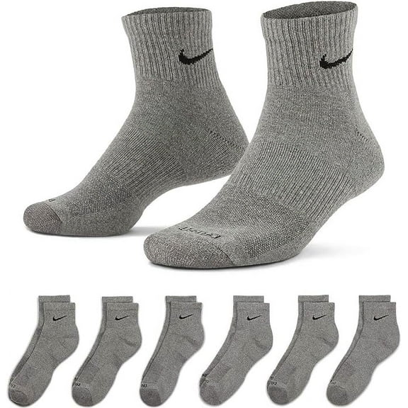 Nike Gray Everyday Plus Unisex Ankle Socks (6 Pair) - L