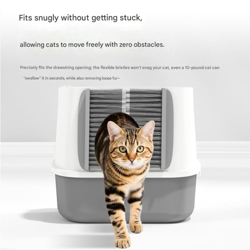 Automatic Hair Collector Brush For Cats Litter Box Gentle Bristles Safe For Cats Cleaning Open Style
