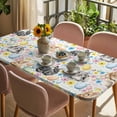 thumbnail image 3 of Happy Easter Table Cloths for 6 Foot Rectangle Tables, Spring Watercolor Rabbits Eggs Flower Patio Waterproof Elastic Fitted Tablecloths, Washable Rectangular Table Cover for Camping, 3 of 8