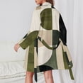 thumbnail image 2 of Sage Green Simple Shapes Night Robe Long Sleeve V Neck Robe With Belt Women's Sleepwear Dresses, 2 of 9