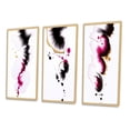 thumbnail image 3 of Designart "Fusion in Magenta Minimal Ink Clouds V" Abstract Painting Framed Wall Art Set Of 3 - Black Modern Frame Canvas Set For Living Room Decor, 3 of 6