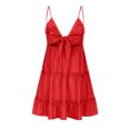 thumbnail image 4 of Vestido de encaje con nudo de lazo sin espalda con correa de espagueti de color sólido a la moda para mujer Pompotops  ghjkhdj19117, 4 of 7