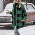 thumbnail image 4 of Hueook Fleece Jacket Women Lightweight Jacket Women Women's Long Sleeved Warm Button Jacket with Plaid Lapel and Pocket Top Army Green M, 4 of 6