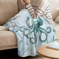 thumbnail image 5 of Fleece Blanket Ocean Octopus Shell Seaweed Blankets, Soft Cozy Warm Flannel Throw Blanket, Sea Monster Underwater World lanket for Bed Couch Sofa,50x80In, 5 of 9