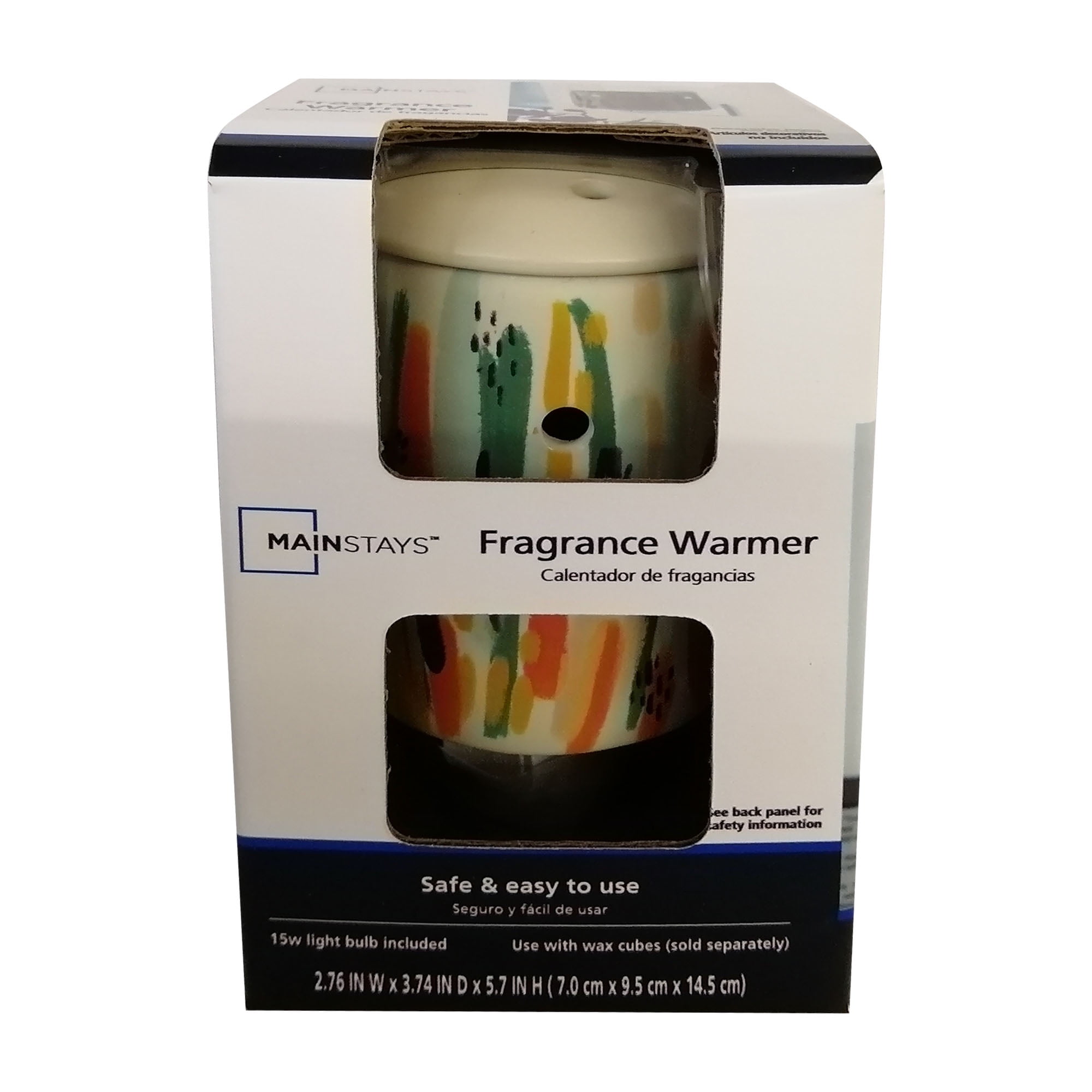 Mainstays Ceramic Pluggable Wall Wax Warmer with Watercolor Decal, Multi-Color
