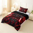 thumbnail image 2 of Homewish Electric Neon Gaming Pad Twin Comforter Sets,Modern Video Game Bedding Set,Black Red,Black Reversible,2 Pieces,1 Comforter and 1 Pillowcase, 2 of 7
