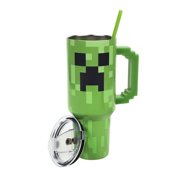 Minecraft Creeper Ultimate 40 Oz. Stainless Steel Tumbler With Pixelated Handle