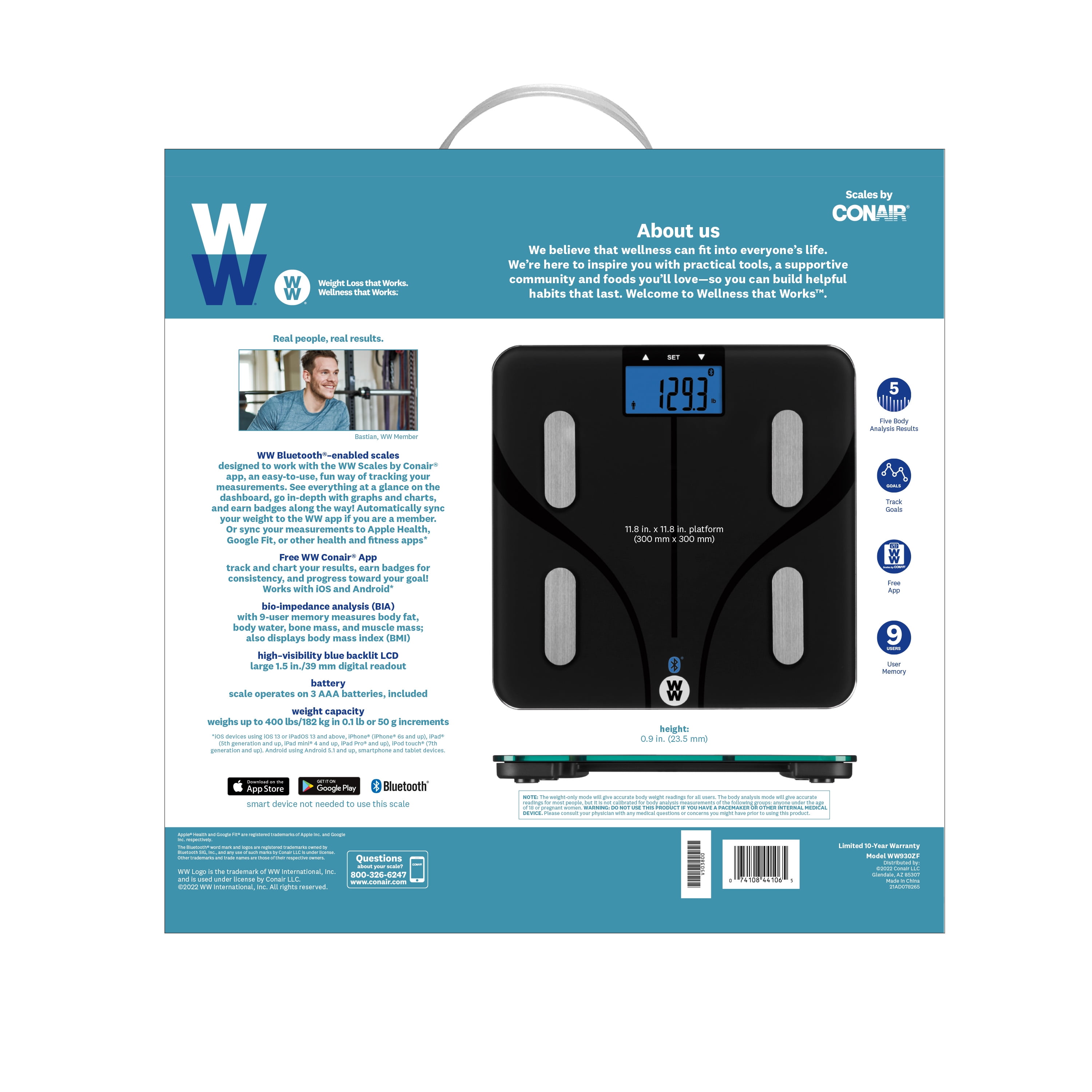 Weight Watchers by Conair Bluetooth Body Analysis Bathroom Scale