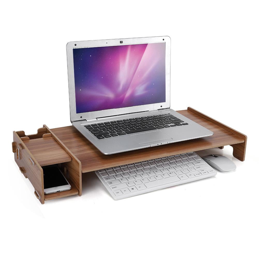 Qiilu Diy Office Storage Wooden Rack Desktop Monitor Riser Pc Laptop Stand Organizer Office Storage Computer Monitor Riser Walmart Canada