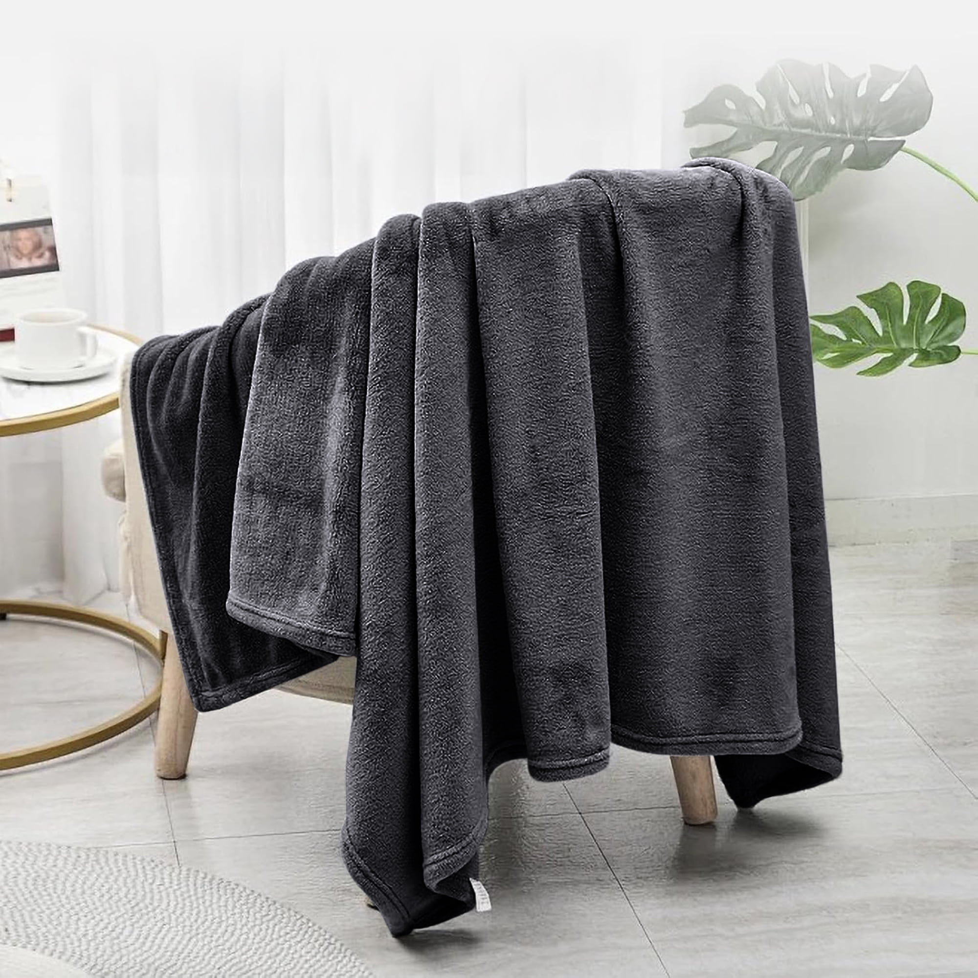 IR Imperial Rooms Flannel Fleece Bed Blanket 310 GSM Microfiber Lightweight Warm Fluffy Cozy Plush Adult Gray Queen Size