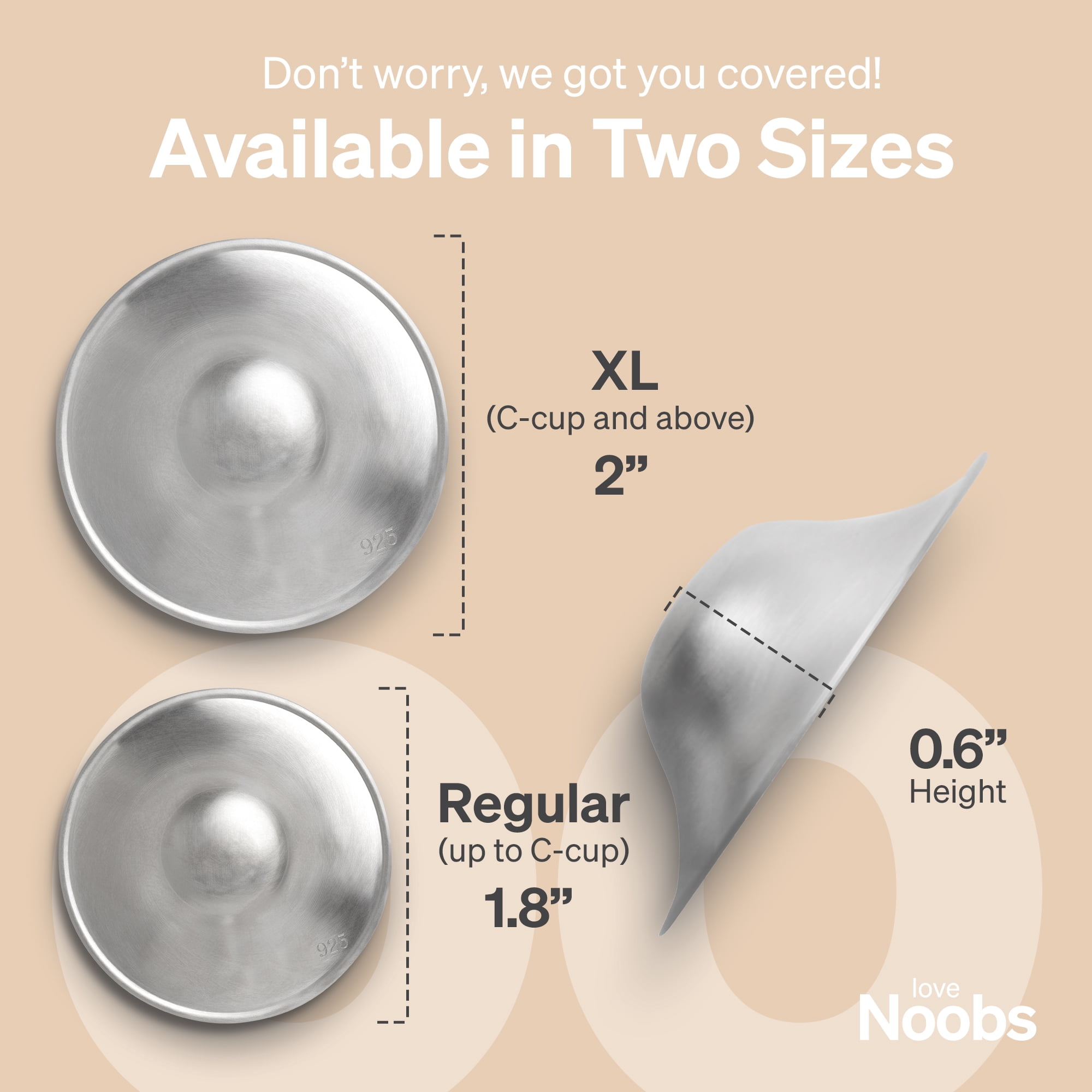 LoveNoobs Women's 999 Grade Silver Tri Laminate Nipple Covers, 2 Pieces
