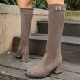 thumbnail image 6 of Willtoo Boots for Women Round Toe Knee High Boots Top Buckle Chunky Block Heel Shoes For Women Wide Calf Platform Cowboy Fall Winter Daily Boots, 6 of 6