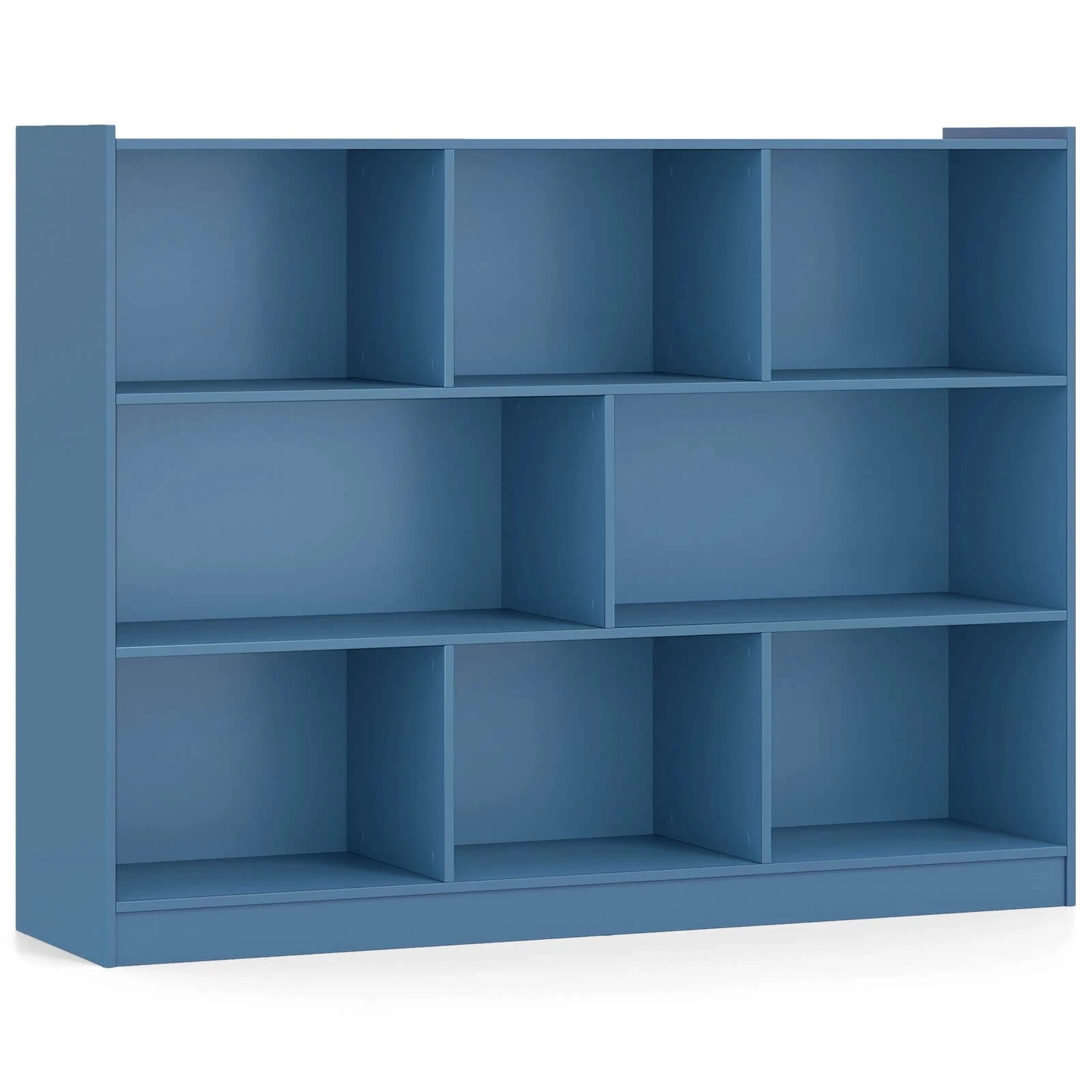 Auranook 8 Cube 3-Tier Open Wooden Bookshelf Toy Storage Organizer w/ Anti-toppling Kits